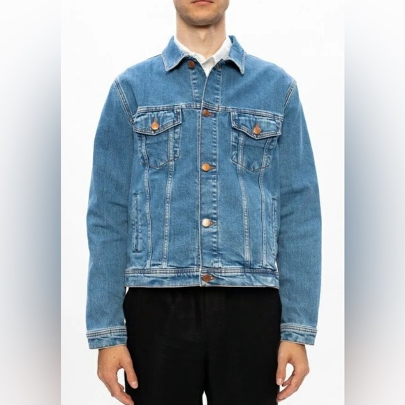 SAMSOE laust jacket small men’s denim jacket light wash color worn n’ trashed - Picture 1 of 15